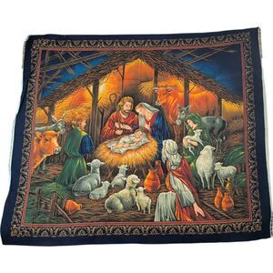 VIP Cranston Nativity Manger Fabric Panel 2006 Christmas Sewing Craft 35" x 40"